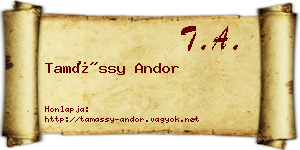 Tamássy Andor névjegykártya