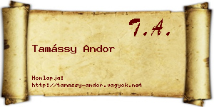 Tamássy Andor névjegykártya